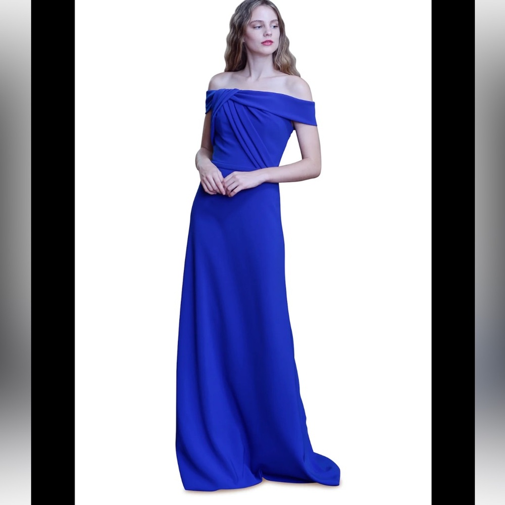 Theia Blue Off the Shoulder Gown